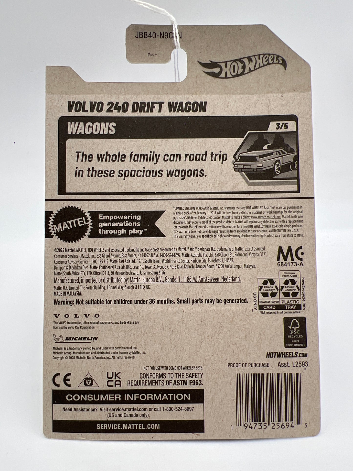 2025 Hot Wheels N Case Wagons #227 Volvo 240 Drift Wagon Silver 93D