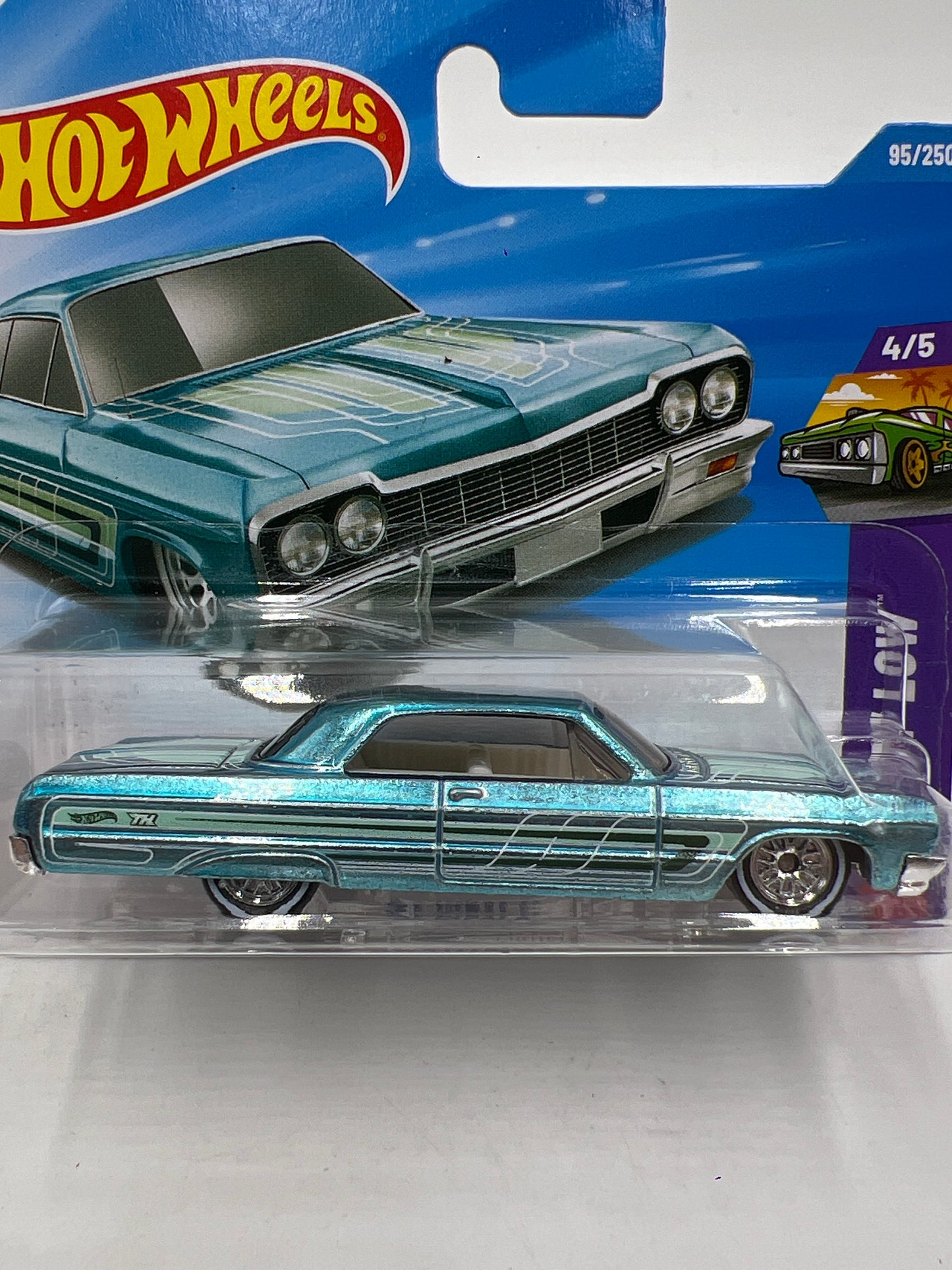2026 Hot Wheels Short Card Super Treasure Hunt #95 64 Impala Light Blue W/Protector
