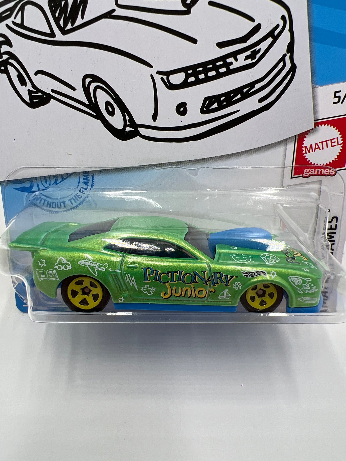 Hot Wheels Kroger Exclusive #149 10 Pro Stock Camaro Green Pictionary Jr Sketch Card W/Protector