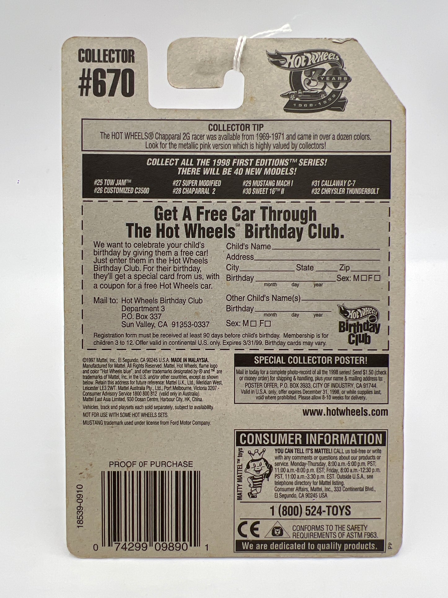 1998 Hot Wheels First Editions #670 Mustang Mach 1 Neon Orange SR