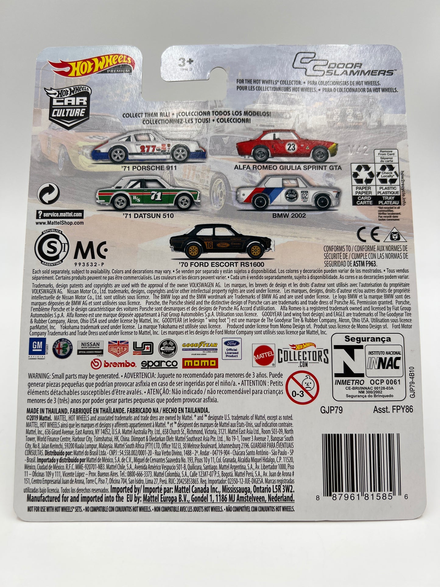 2020 Hot Wheels Car Culture Door Slammers #4 ERROR Backwards Facing BMW 2002 White W/Protector