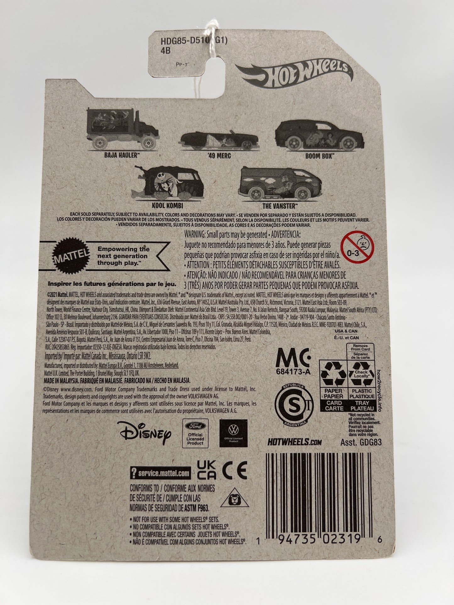 2022 Hot Wheels Disney #4 The Nightmare Before Christmas Kool Kombi Black 161A