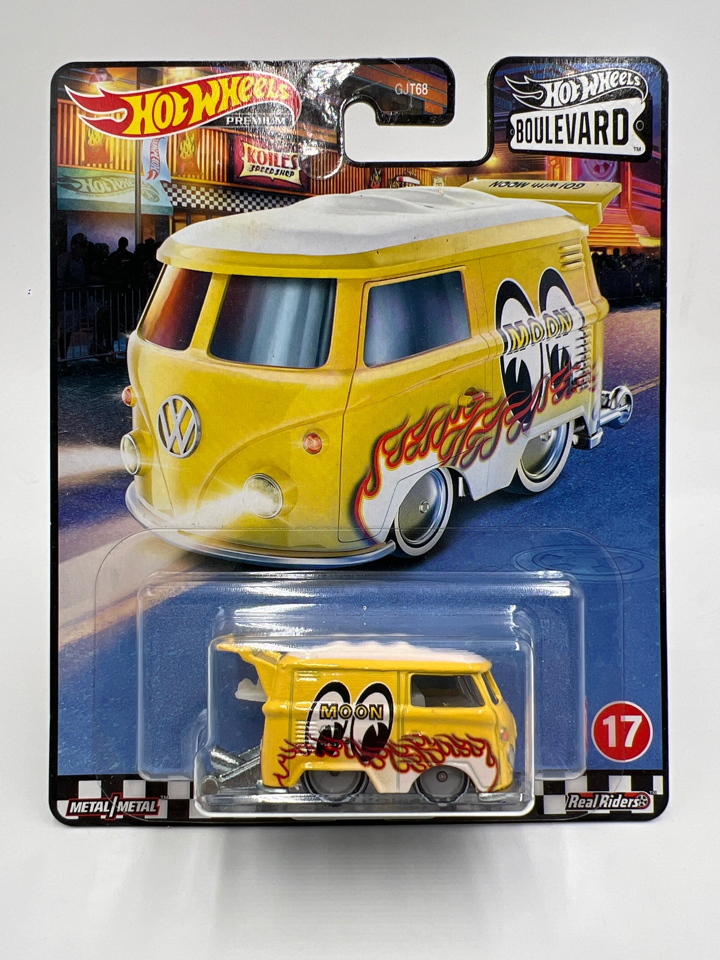 Hot Wheels Premium Boulevard #17 Kool Kombi Yellow Mooneyes W/Protector