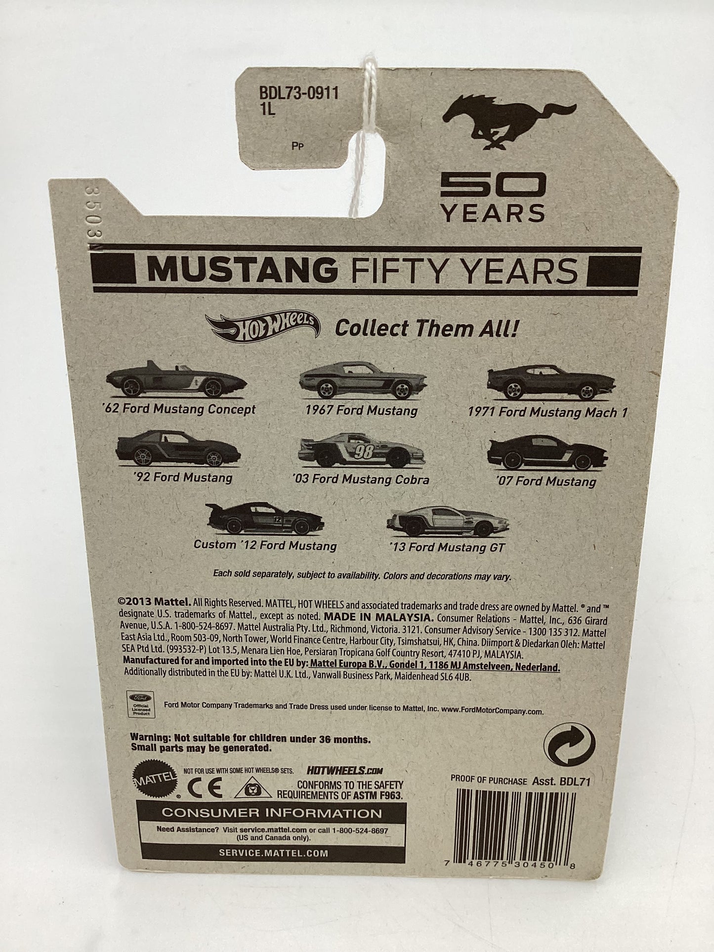 Hot Wheels Mustang 50 Years #1 62 Ford Mustang Concept Blue 154E