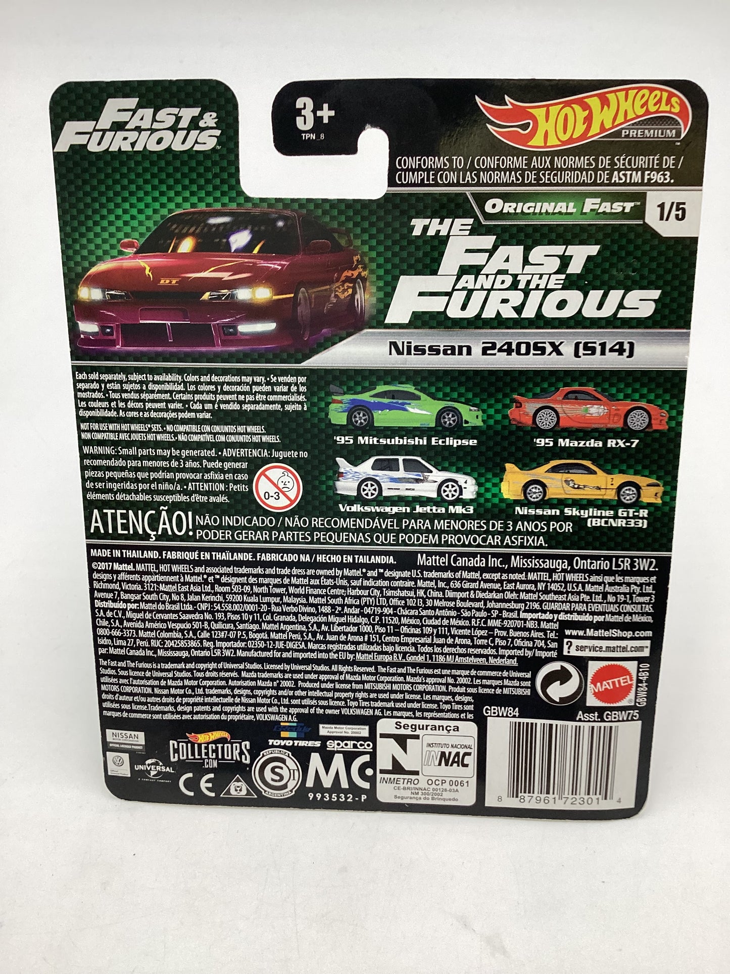 Hot wheels fast and furious Original Fast 1/5 #1 Nissan 240SX (S14) with protector