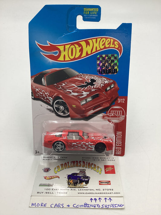 2017 Hot Wheels Factory Sealed Target Red Edition 77 Pontiac Firebird W/Protector bad card and wheel error