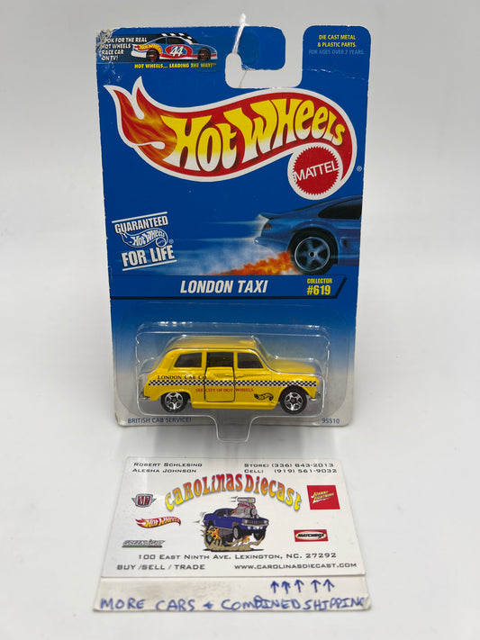 Hot Wheels Collector #619 London Taxi British Cab Service Yellow Card Not Perfect 239G