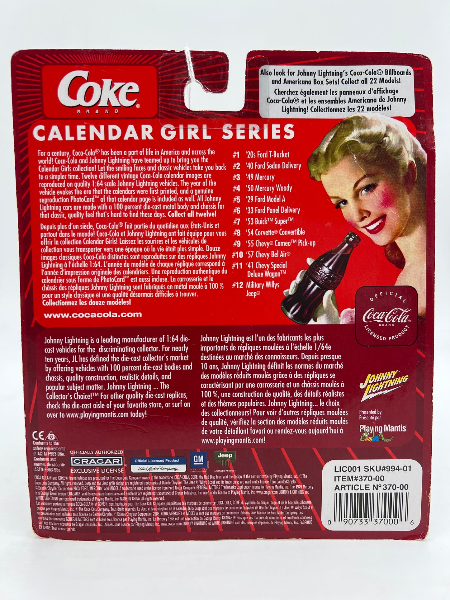 Johnny Lightning Coca Cola Calendar Girl Series #12 Military Willys Jeep