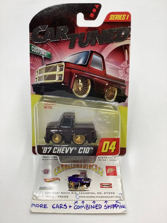 2024 Car Tuned Series 1 #04 87 Chevy C10 Black / Red Metal Flake Walgreens Exclusive with protector