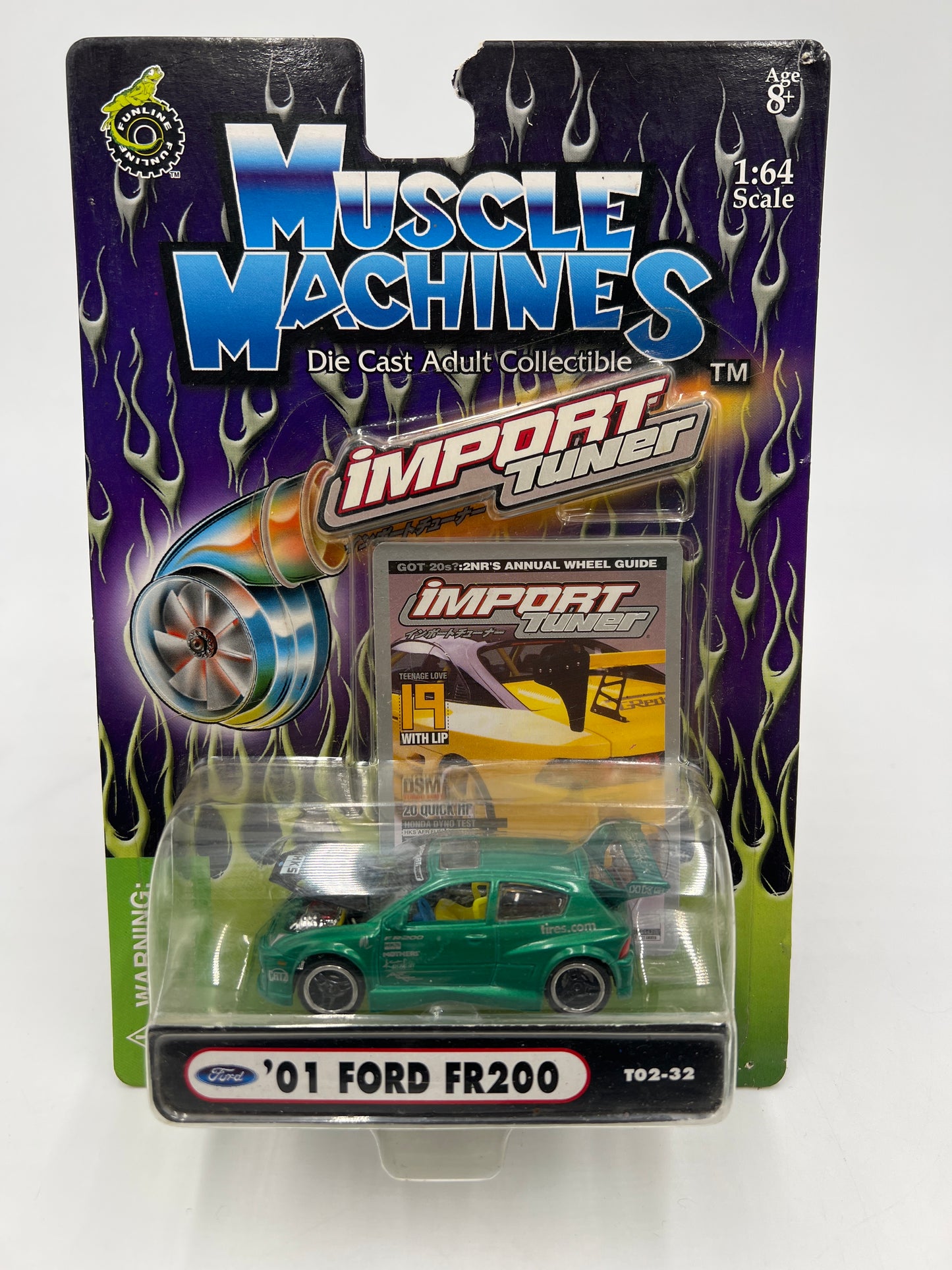 Muscle Machines Import Tuner 01 Ford FR200 Green T02-32 J Hook Torn 220E
