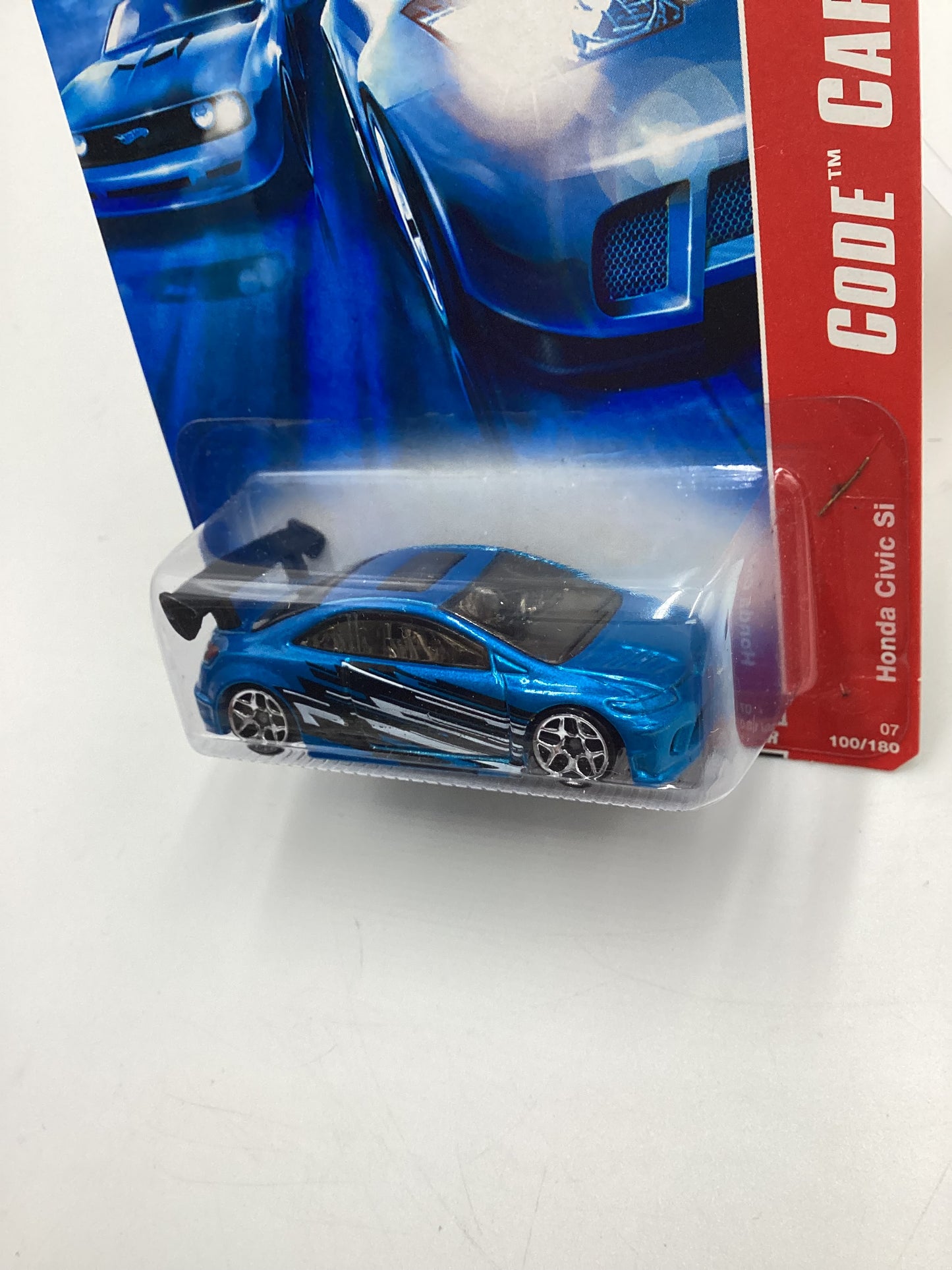 2007 Hot wheels #100 Code Cars Blue Honda Civic Si SR