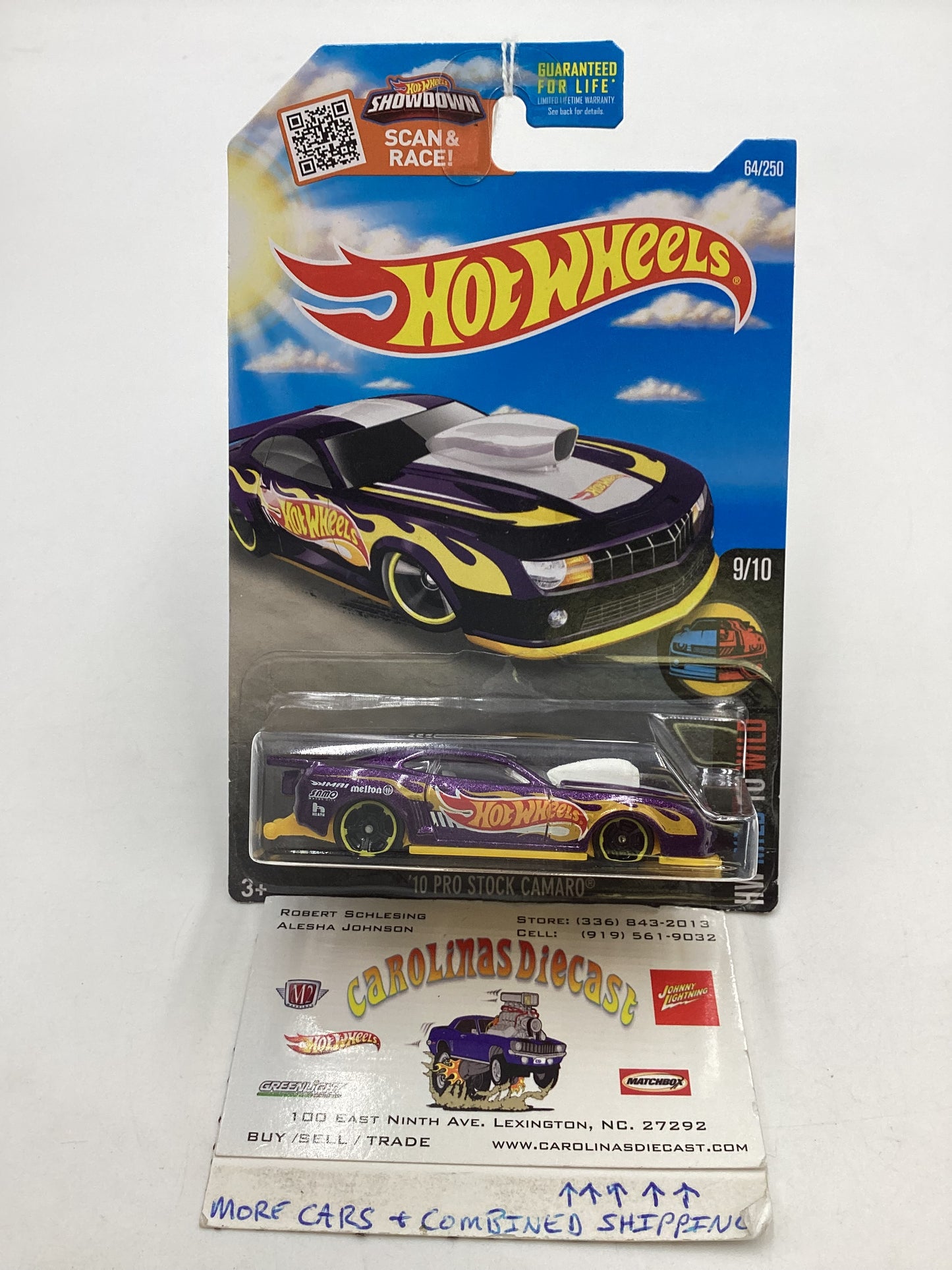 2016 Hot wheels Target Exclusive #64 10 Pro Stock Camaro Purple Summer Card 234B