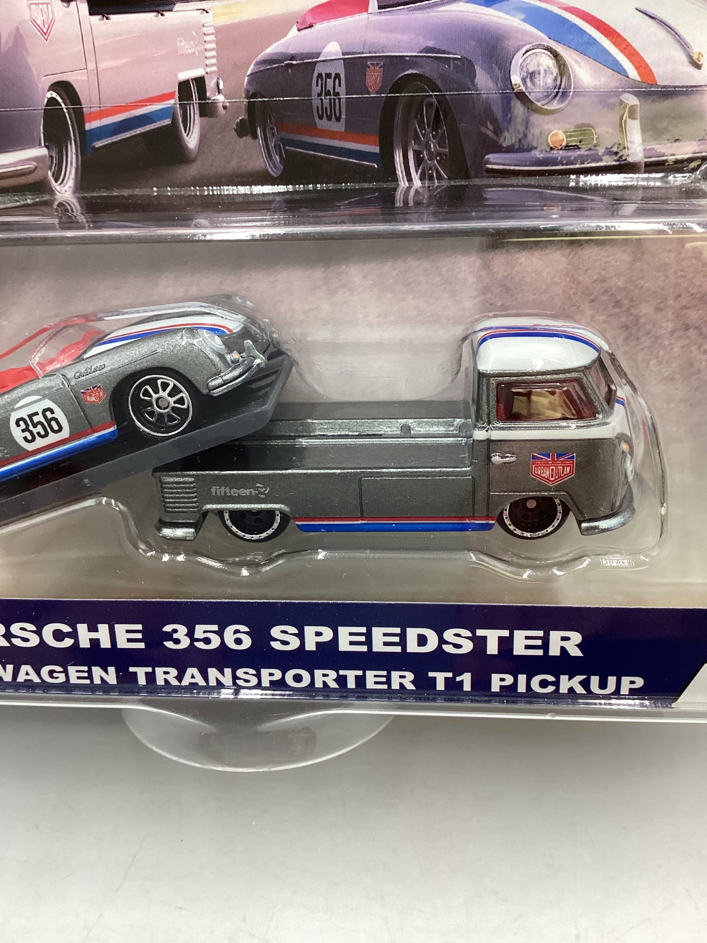 2018 Hot Wheels Team transport #1 Porsche 356 Speedster & Volkswagen Transporter T1 Pickup with Protector