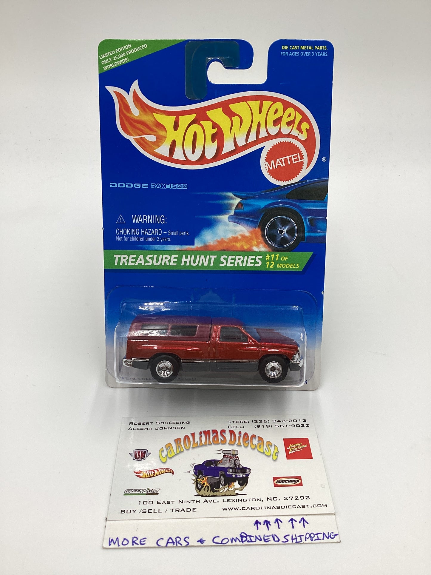 1996 Hot Wheels Treasure Hunt #438 Dodge Ram 1500 Red W/Protector