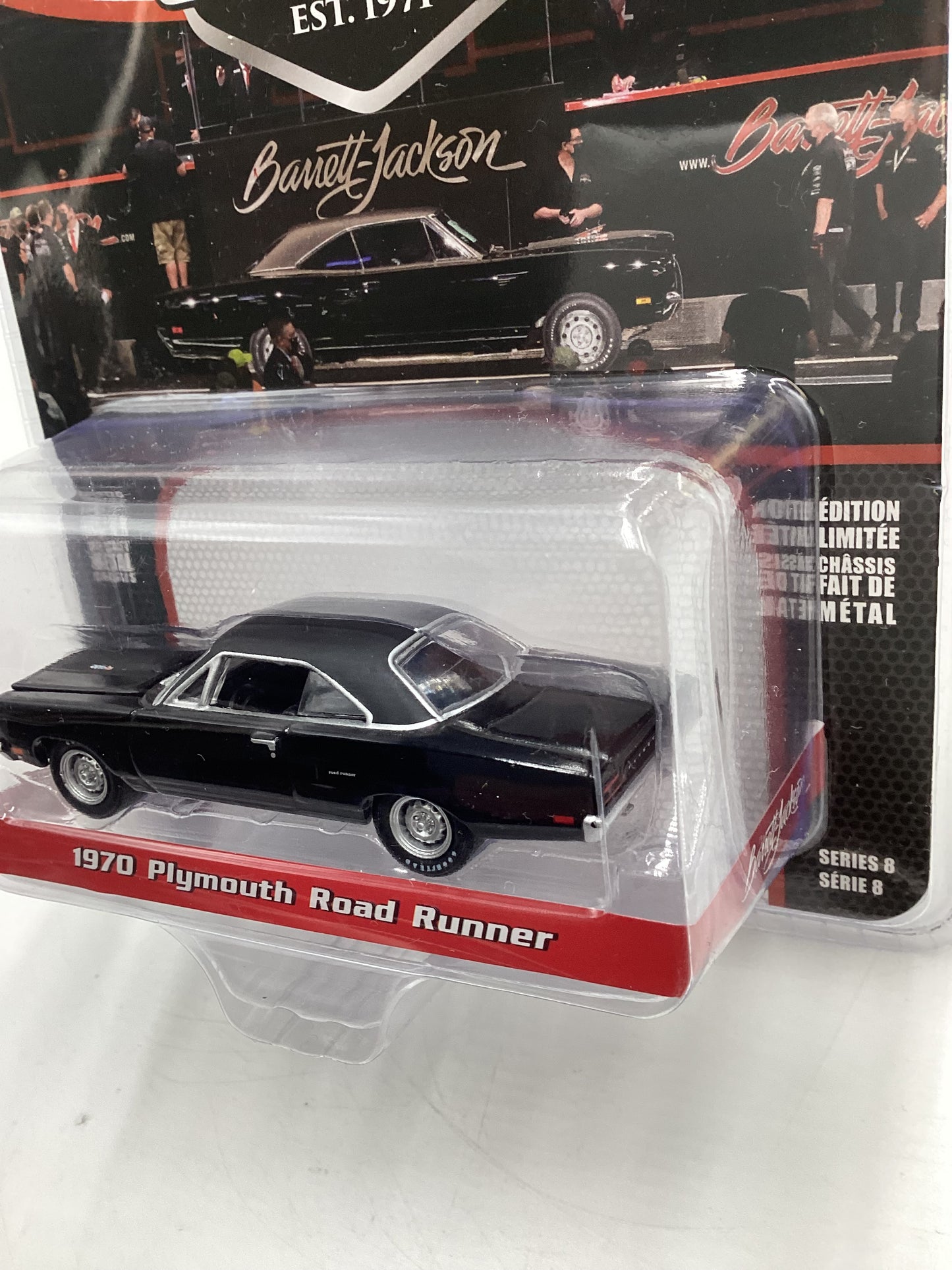 Greenlight 50th Anniversary Barrett-Jackson Series 8 1970 Plymouth Road Runner Black 180G