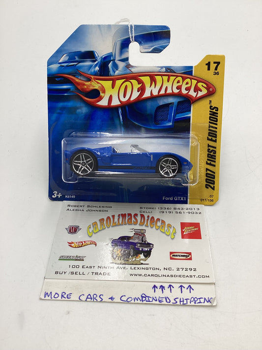 2007 Hot Wheels New Models #17 Ford GTX1 Blue PR5 Wheels Short Card 25D