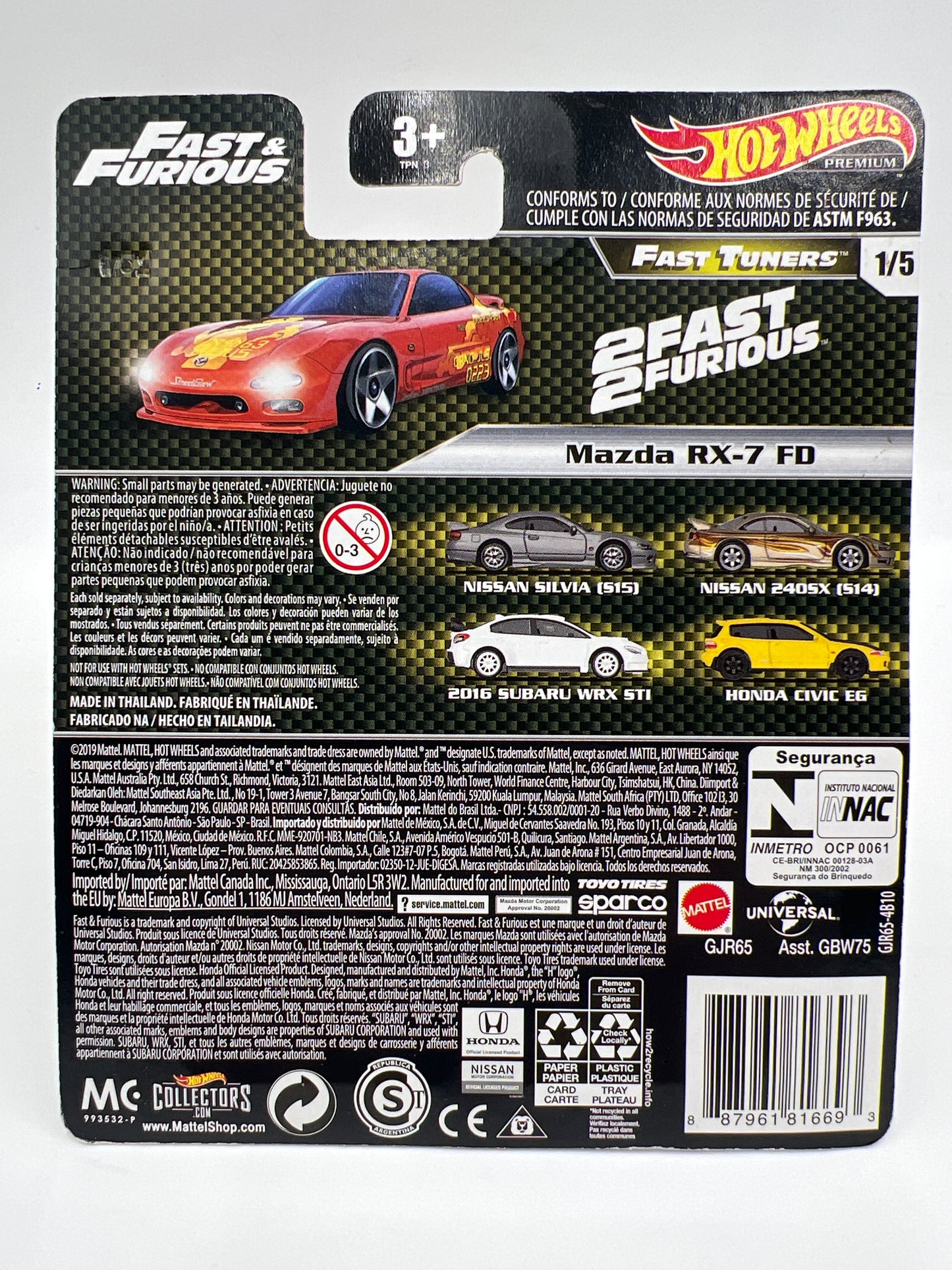 Hot Wheels Fast & Furious Fast Tuners #1 Mazda RX-7 FD Red W/Protector