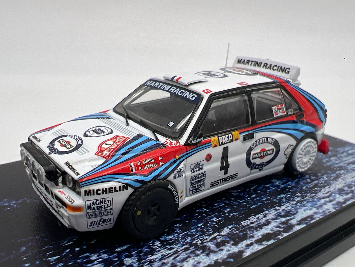 Tarmac Works x Hobby64 Lancia Delta HF Integrale Martini Monte Carlo Rally 1992 Winner