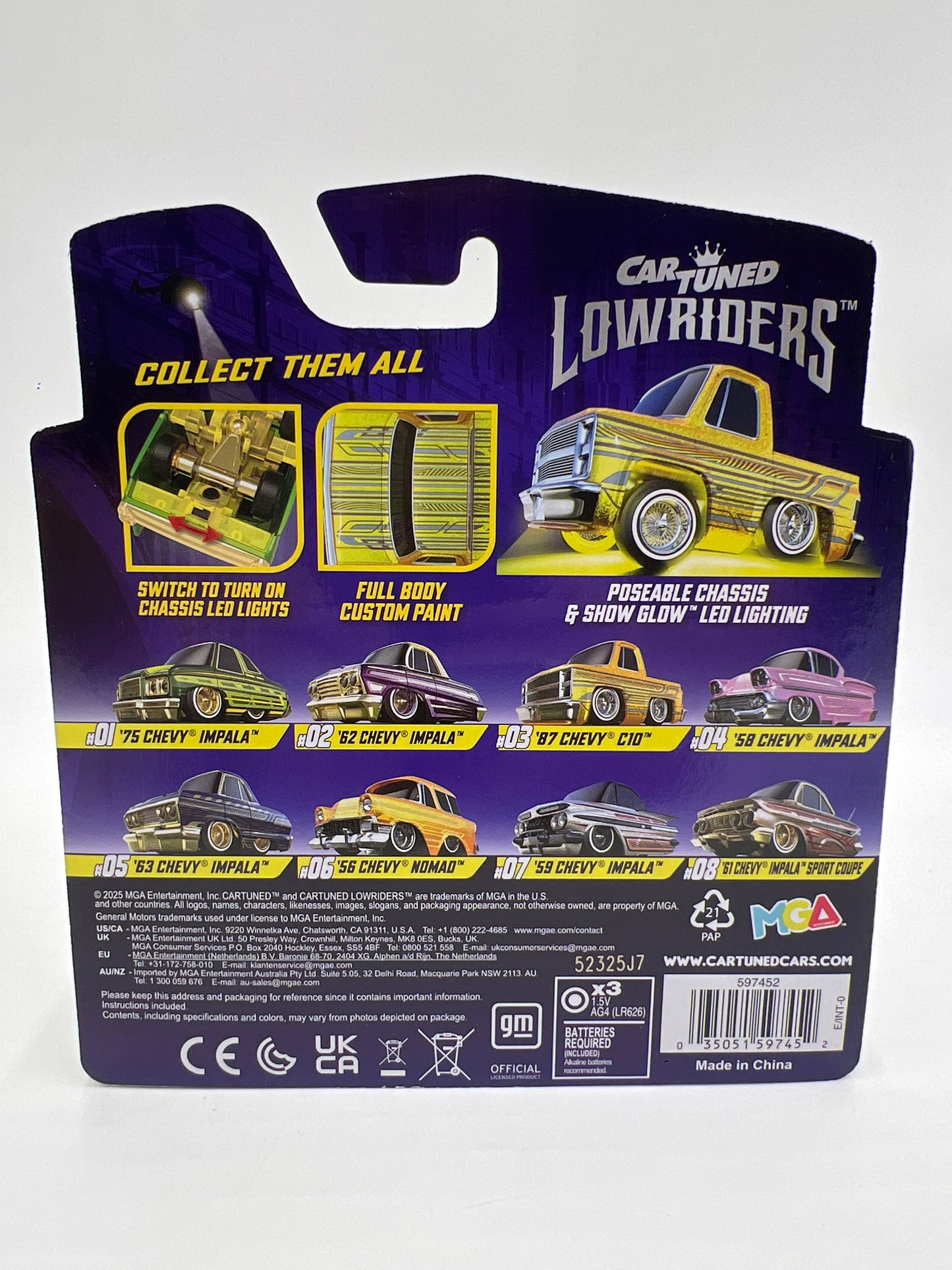 MGA Car Tuned Series 2 Show Glow Lowriders #3 87 Chevy C10