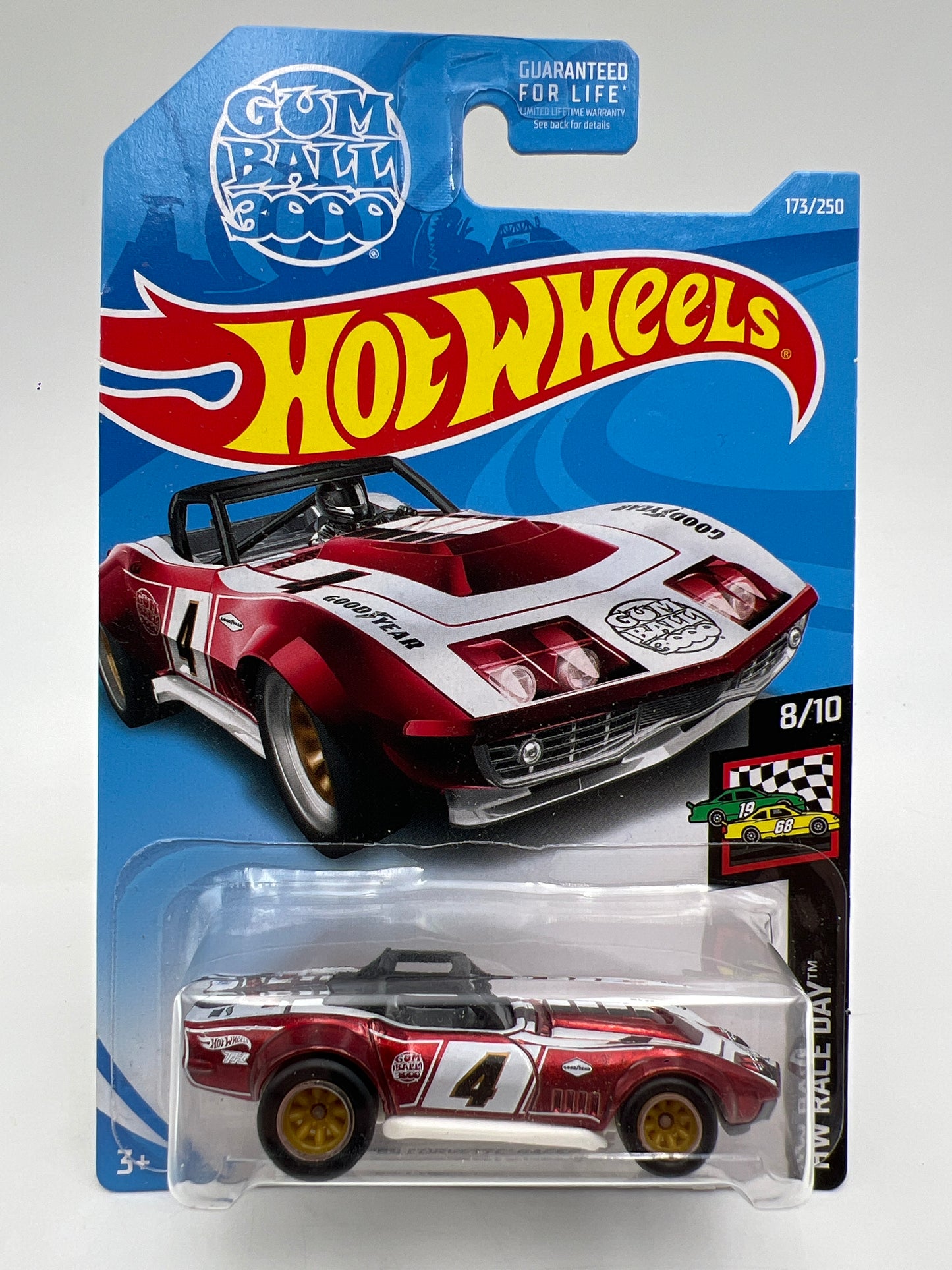2019 Hot Wheels Super Treasure Hunt #173 69 Corvette Racer Red W/Protector