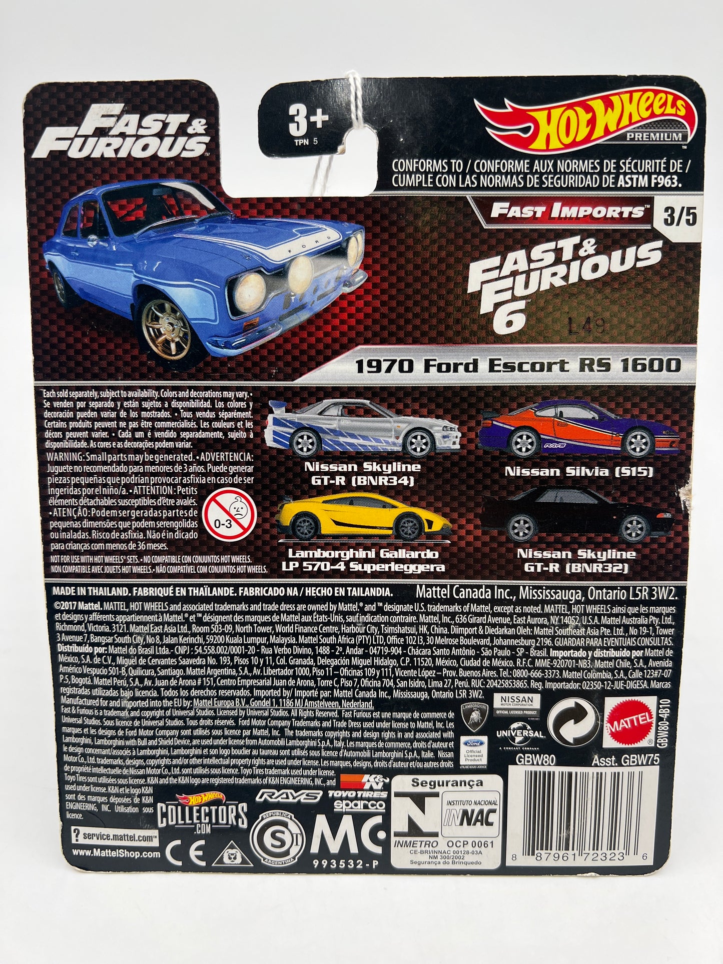 Hot Wheels Fast & Furious Fast Imports #3 1970 Ford Escort RS 1600 248B