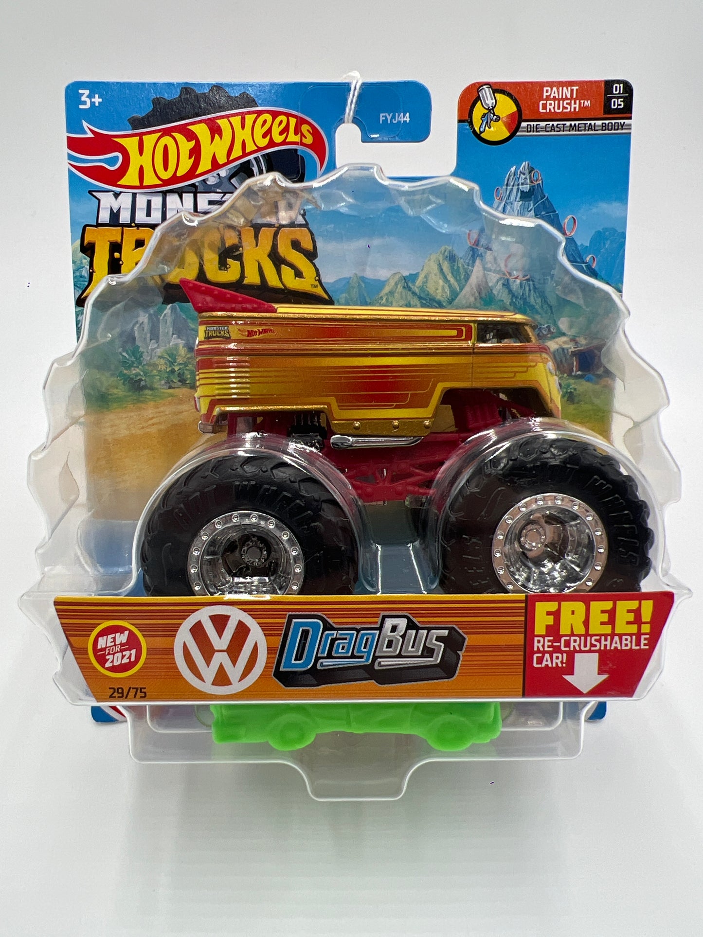 2021 Hot Wheels Monster Trucks Paint Crush #29 VW Drag Bus