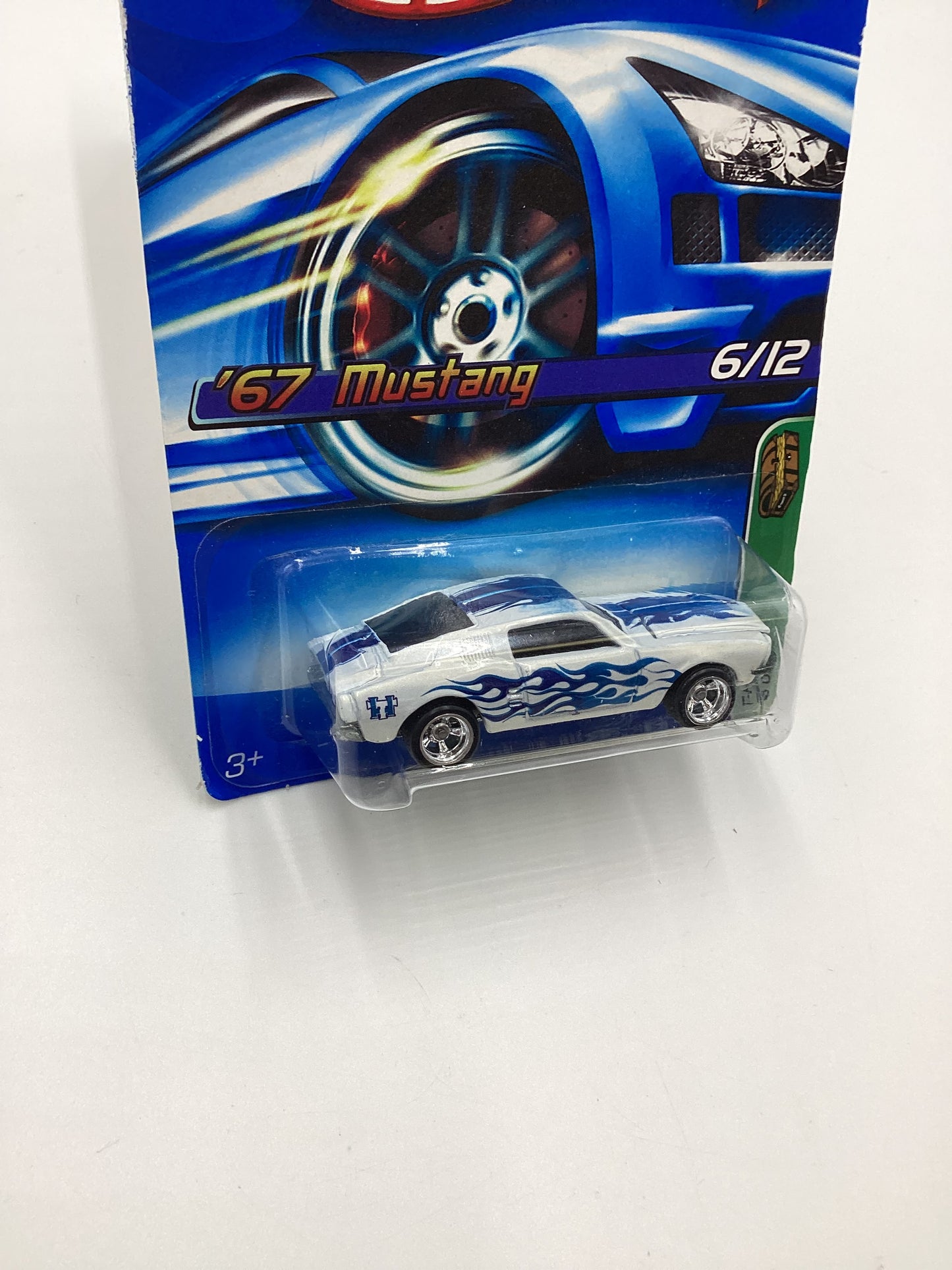 2006 Hot Wheels #044 Treasure Hunt 6/12 67 Mustang White W/protector * Bad Card*