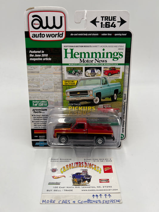Auto World Hemmings Motor News Release 4 Version B Alt Color 1979 Chevy C10 Scottsdale Sport Red/Black 182D