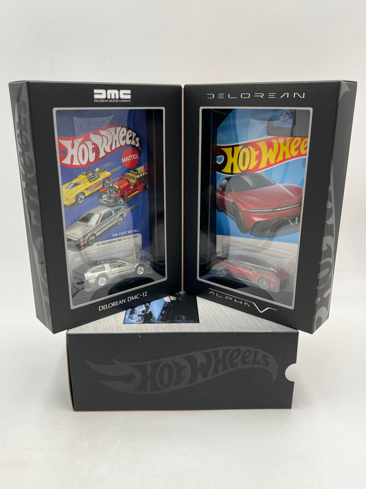2023 Hot Wheels RLC Delorean DMC-12 Silver & Alpha5 Red Set