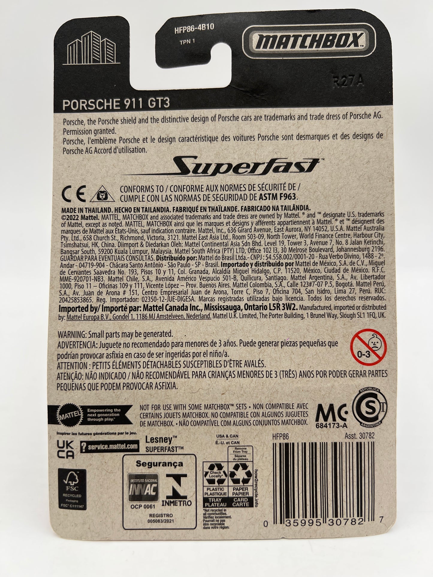 Matchbox Super Chase Porsche 911 GT3 Black W/Protector