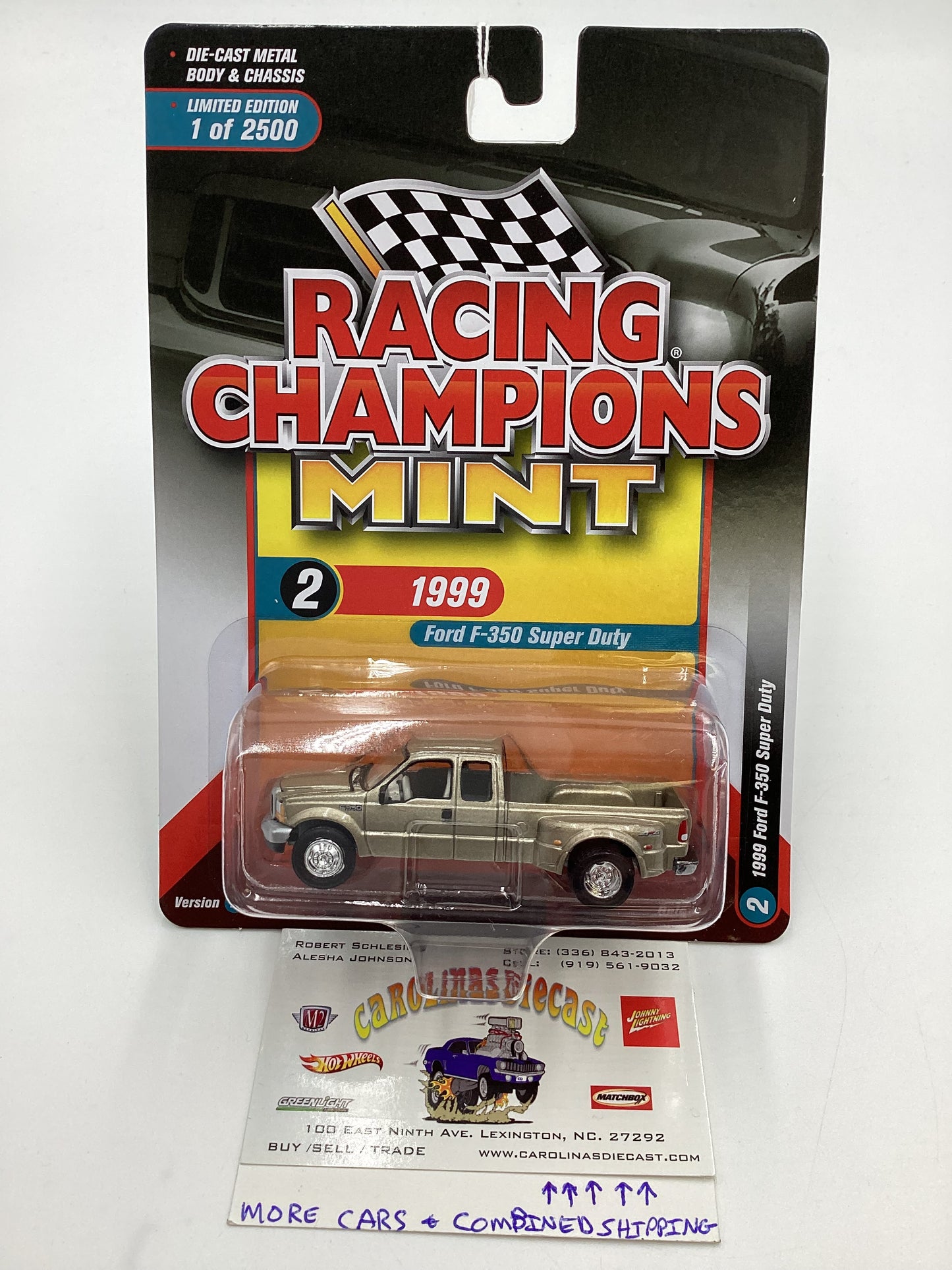 Racing Champions Mint #2 Release 1 Version B 1999 Ford F-350 Super Duty Dually Gold