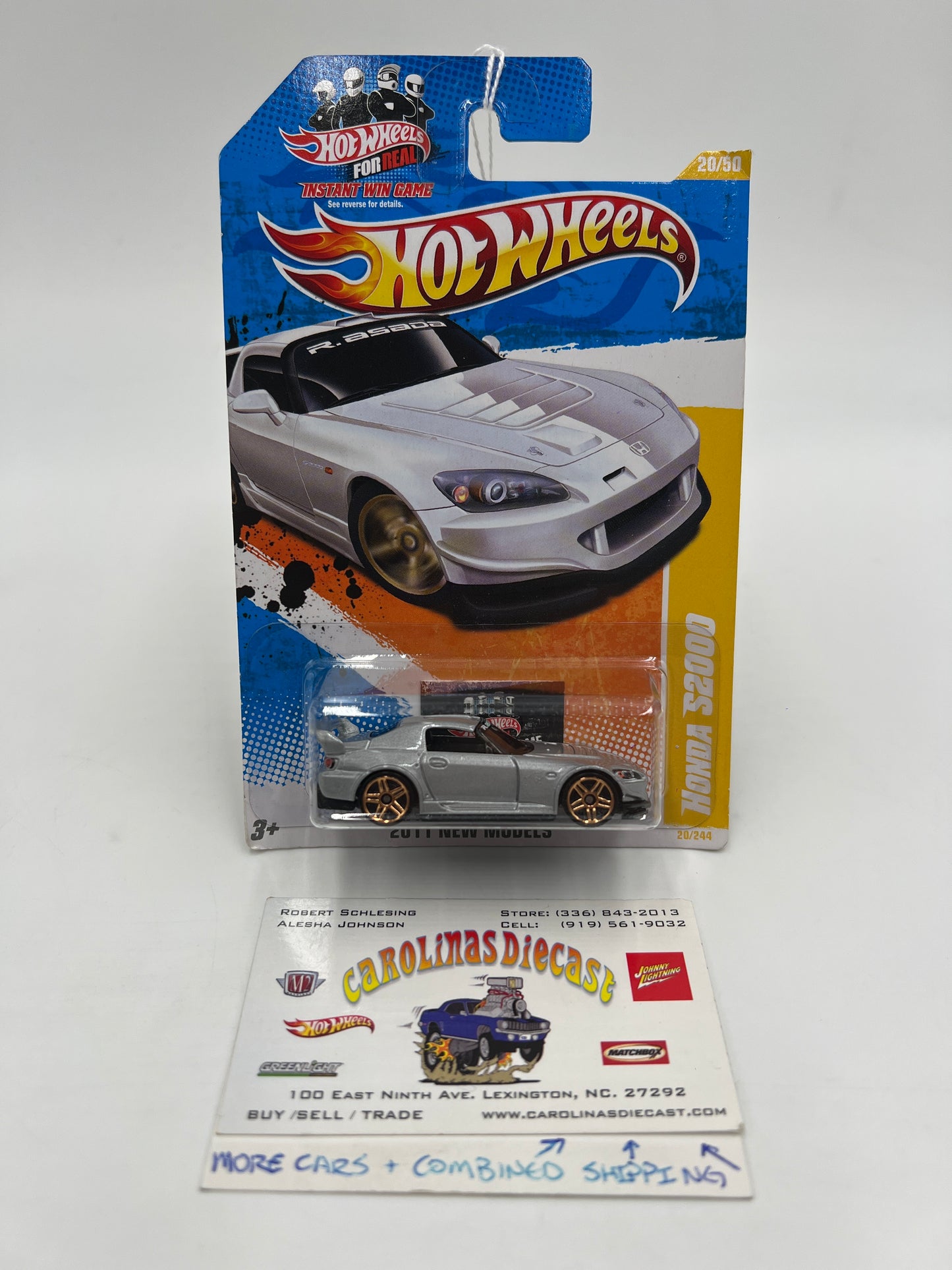 2011 Hot Wheels New Models #20 Instant Win Card Honda S2000 Silver 79A