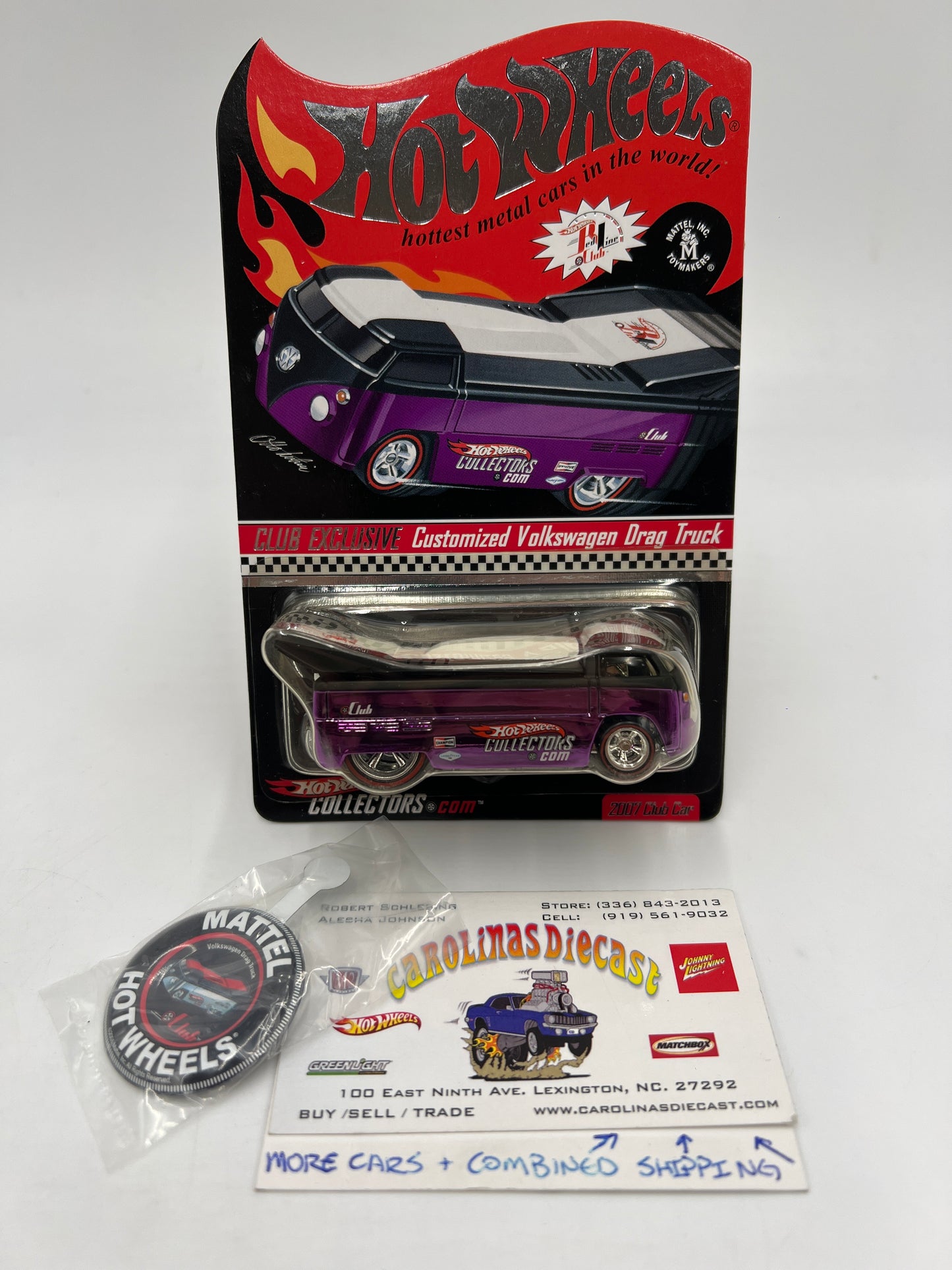 2007 Hot Wheels RLC Club Car Customized Volkswagen Drag Truck Purple 6118/7000 W/Protector & Pin