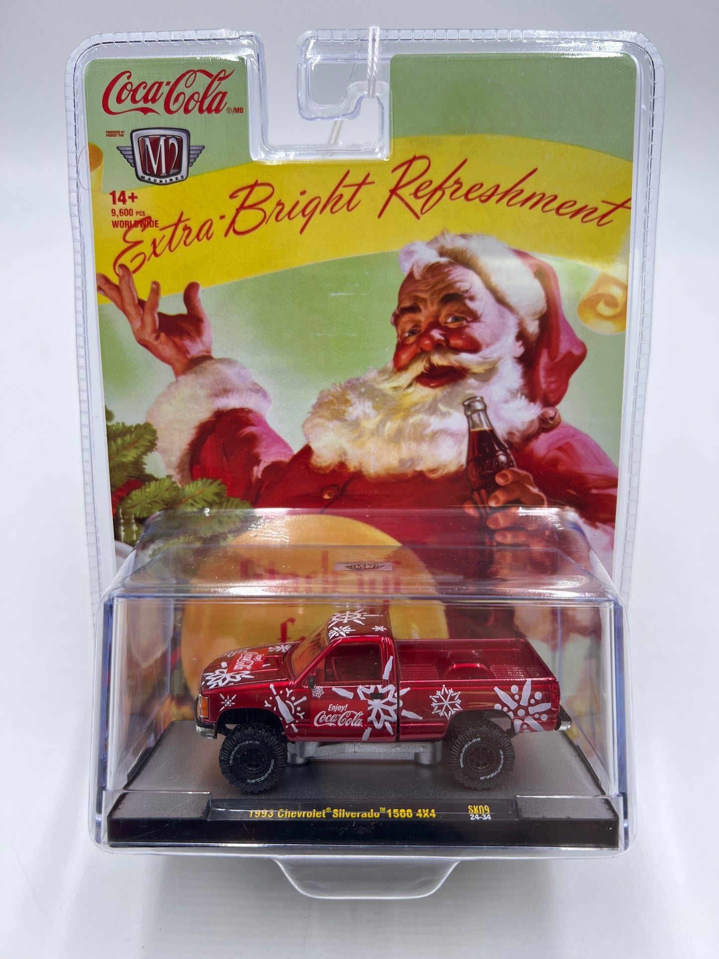 2024 M2 Machines Holiday Coca Cola 1993 Chevrolet Silverado 1500 4x4 Red SK09