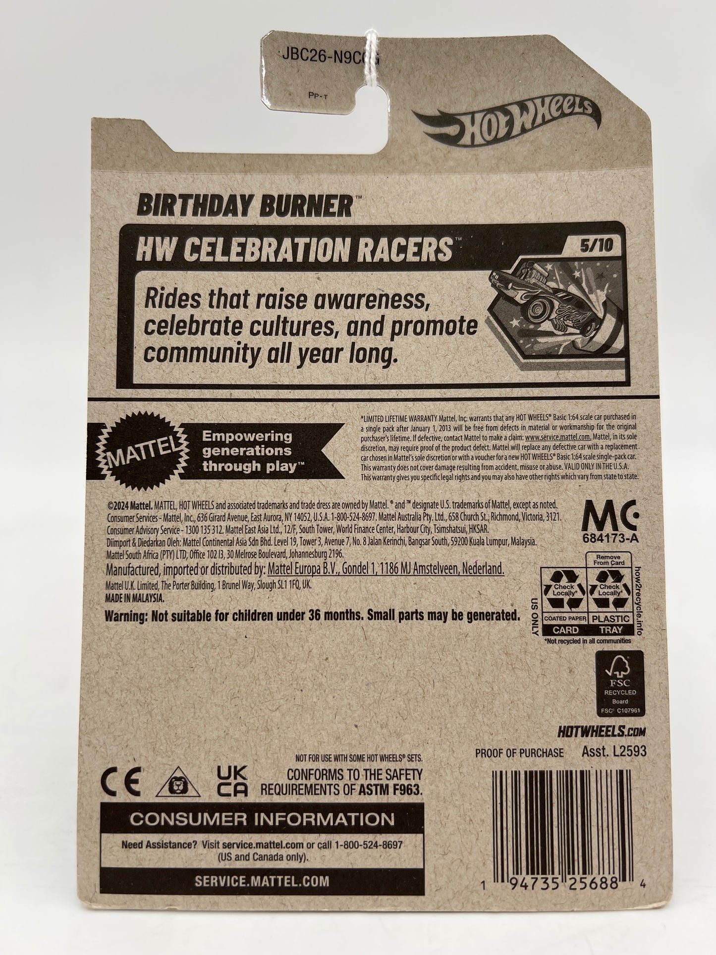 2025 Hot Wheels G Case Treasure Hunt #143 Birthday Burner 276B