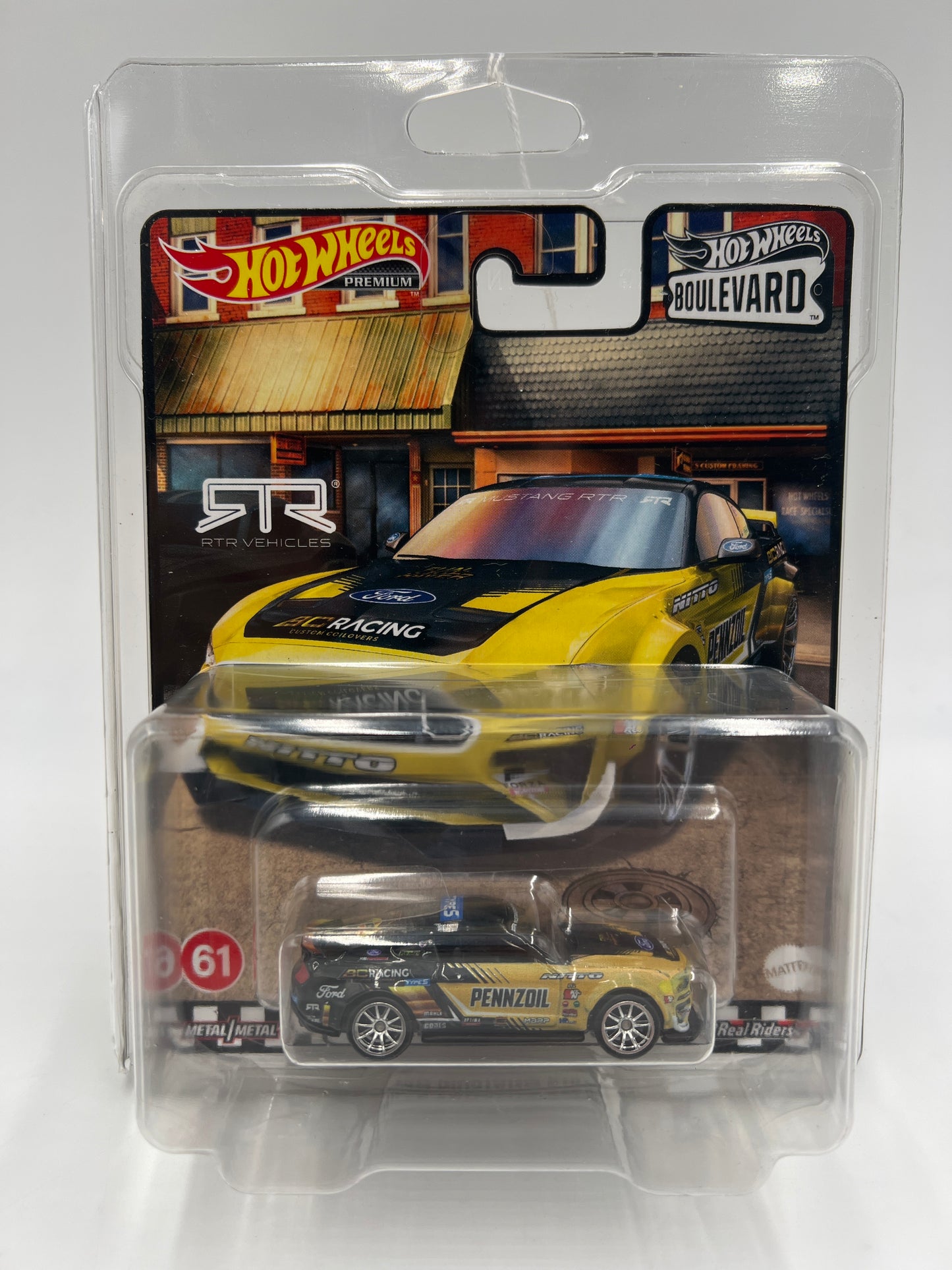 Hot Wheels Premium Boulevard #61 18 Ford Mustang RTR Spec 5 Pennzoil W/Protector