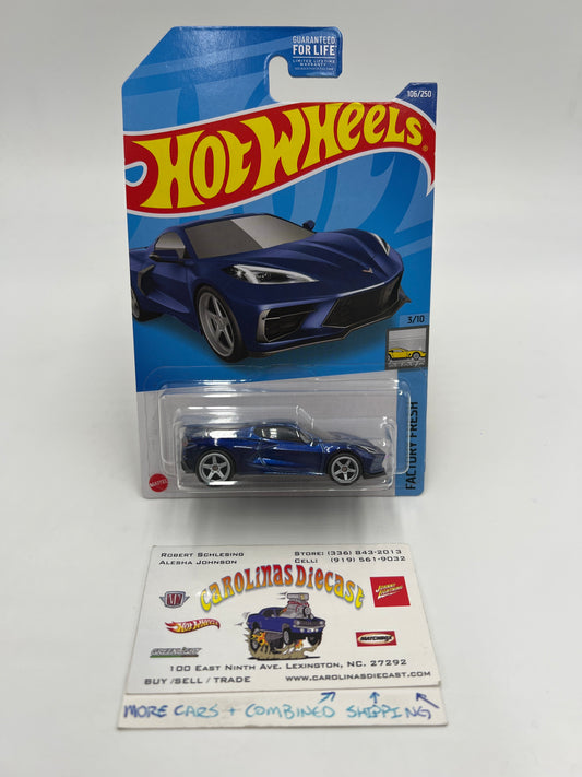 2022 Hot Wheels Super Treasure Hunt #106 2020 Corvette Blue W/Protector