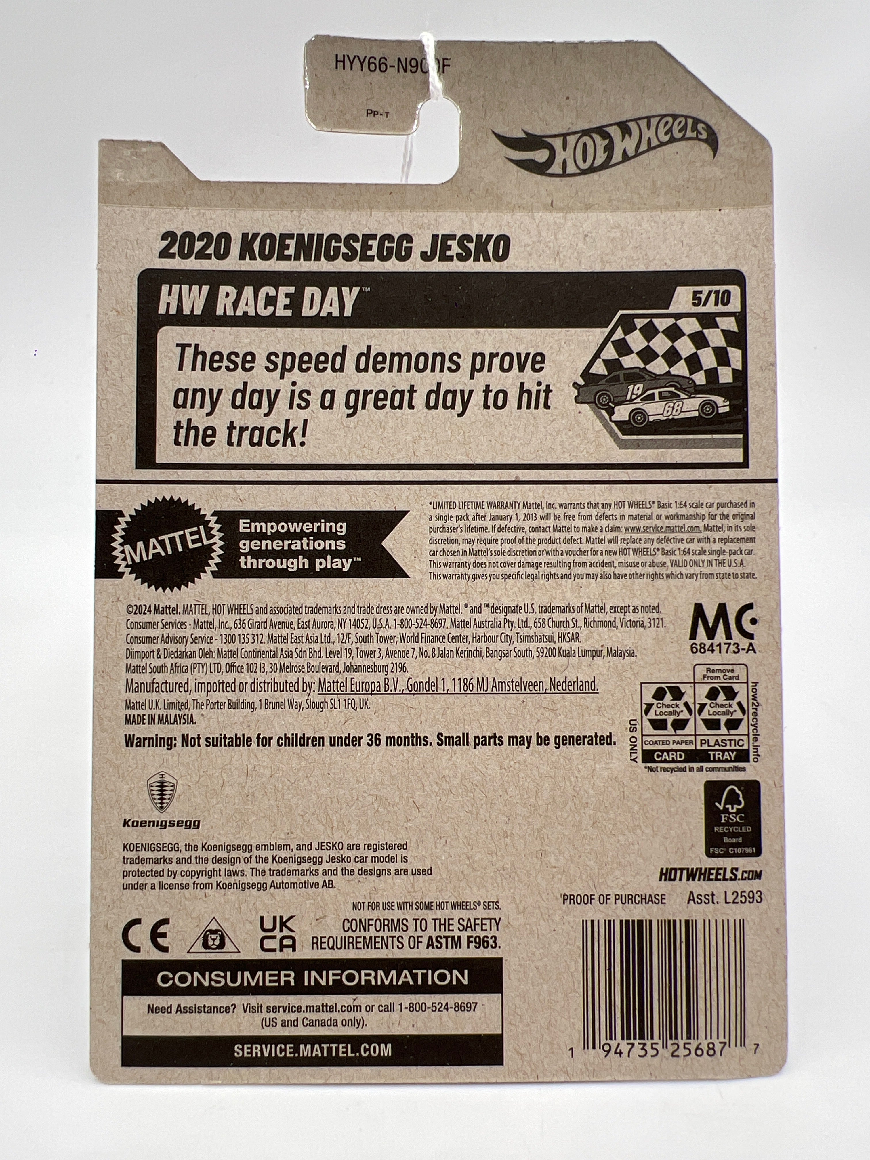 2025 Hot Wheels F Case HW Race Day #125 2020 Koenigsegg Jesko