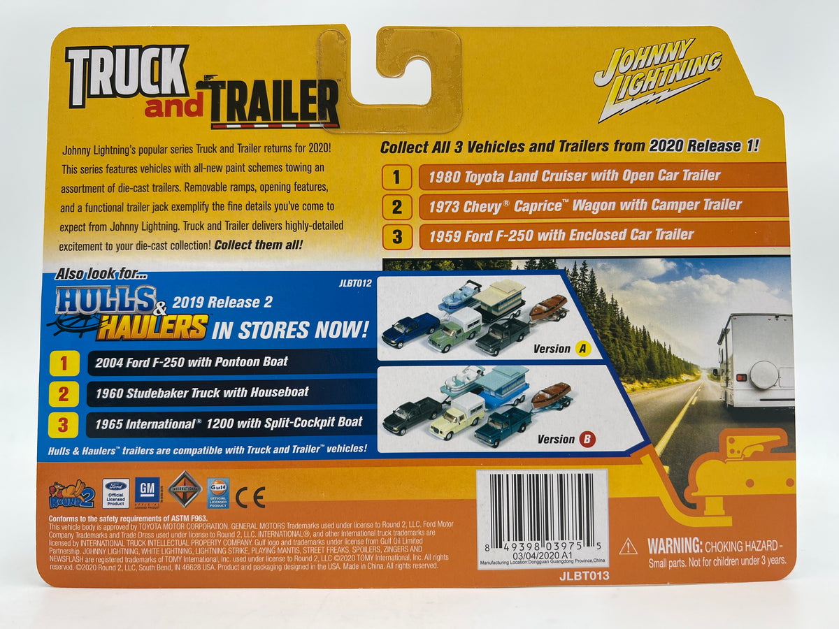 Johnny Lightning Truck And Trailer R1 Version A 1973 Chevy Caprice Wagon W/Camper Trailer