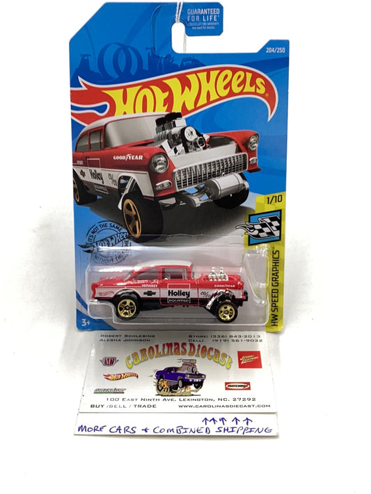 2019 Hot Wheels #204 55 Chevy Bel Air Gasser Holley 13A