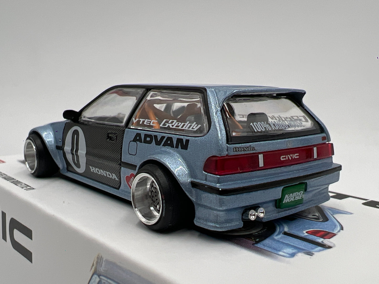 Mini GT Kaido House #179 Honda Civic EF Kaido Roulette V1 Light Blue