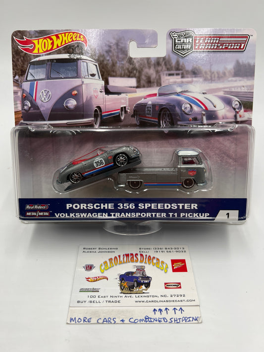 Hot Wheels Car Culture Team Transport #1 Porsche 356 Speedster Volkswagen T1 Pickup W/Protector