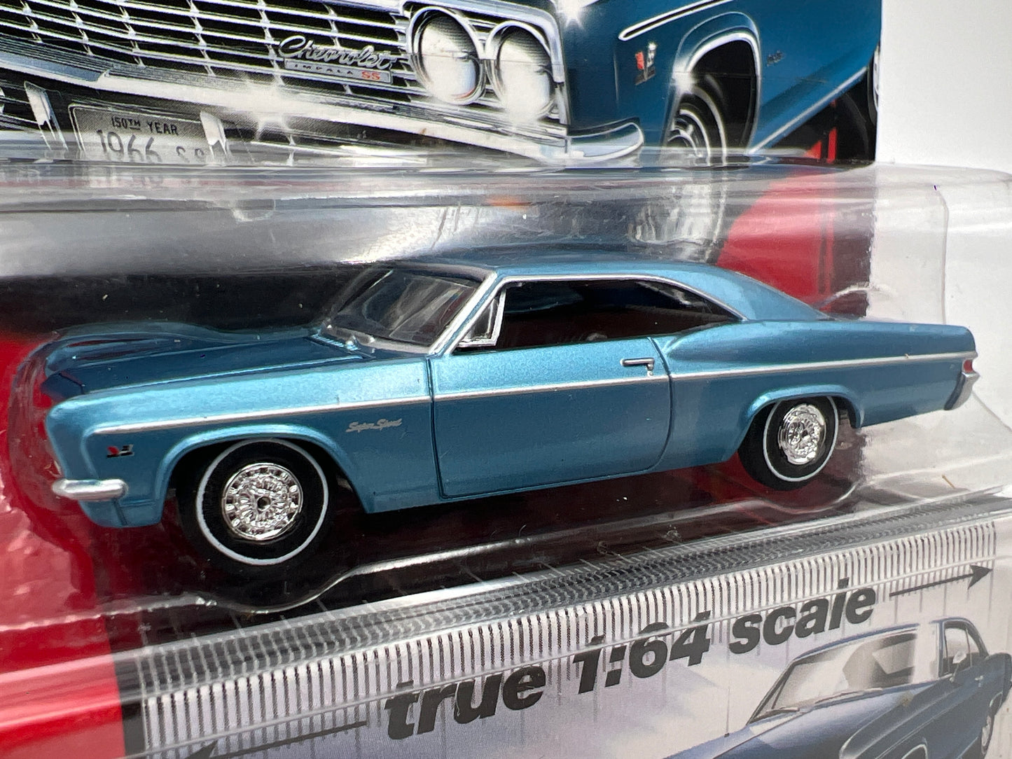 Auto World Vintage Muscle #4 1966 Chevy Impala SS Blue Bad Card