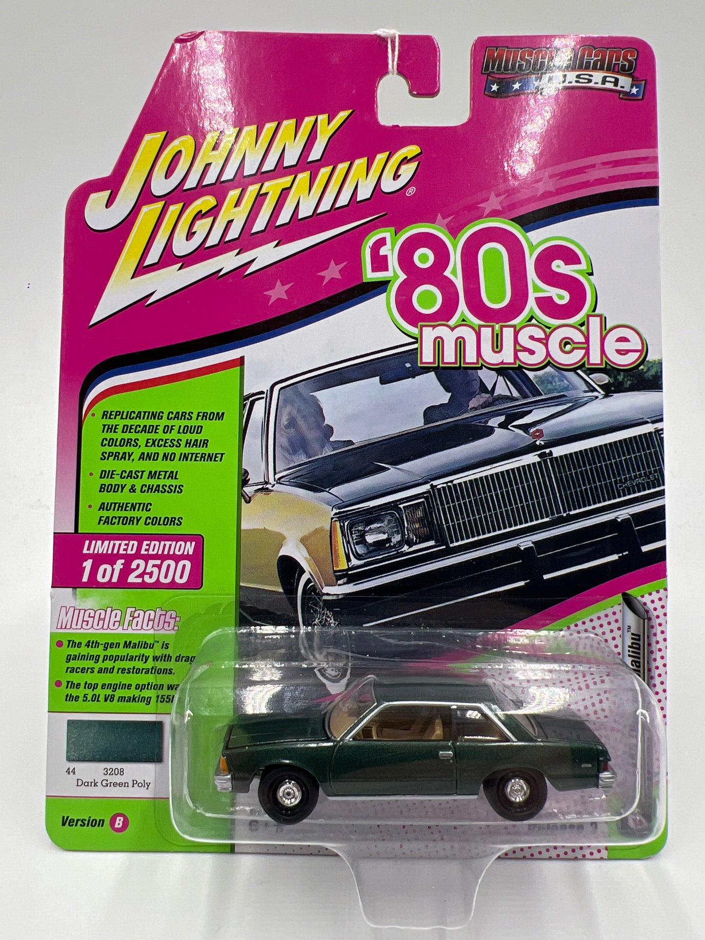 Johnny Lightning 80s Muscle Release 3 Version B 1/2500 1980 Chevy Malibu Green #2