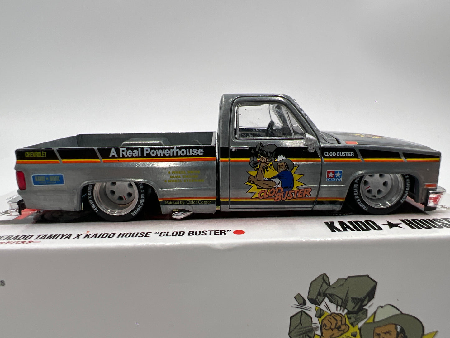 Mini GT x Kaido House #130 CHASE Chevrolet Silverado Tamiya x Kaido House Clod Buster Orange