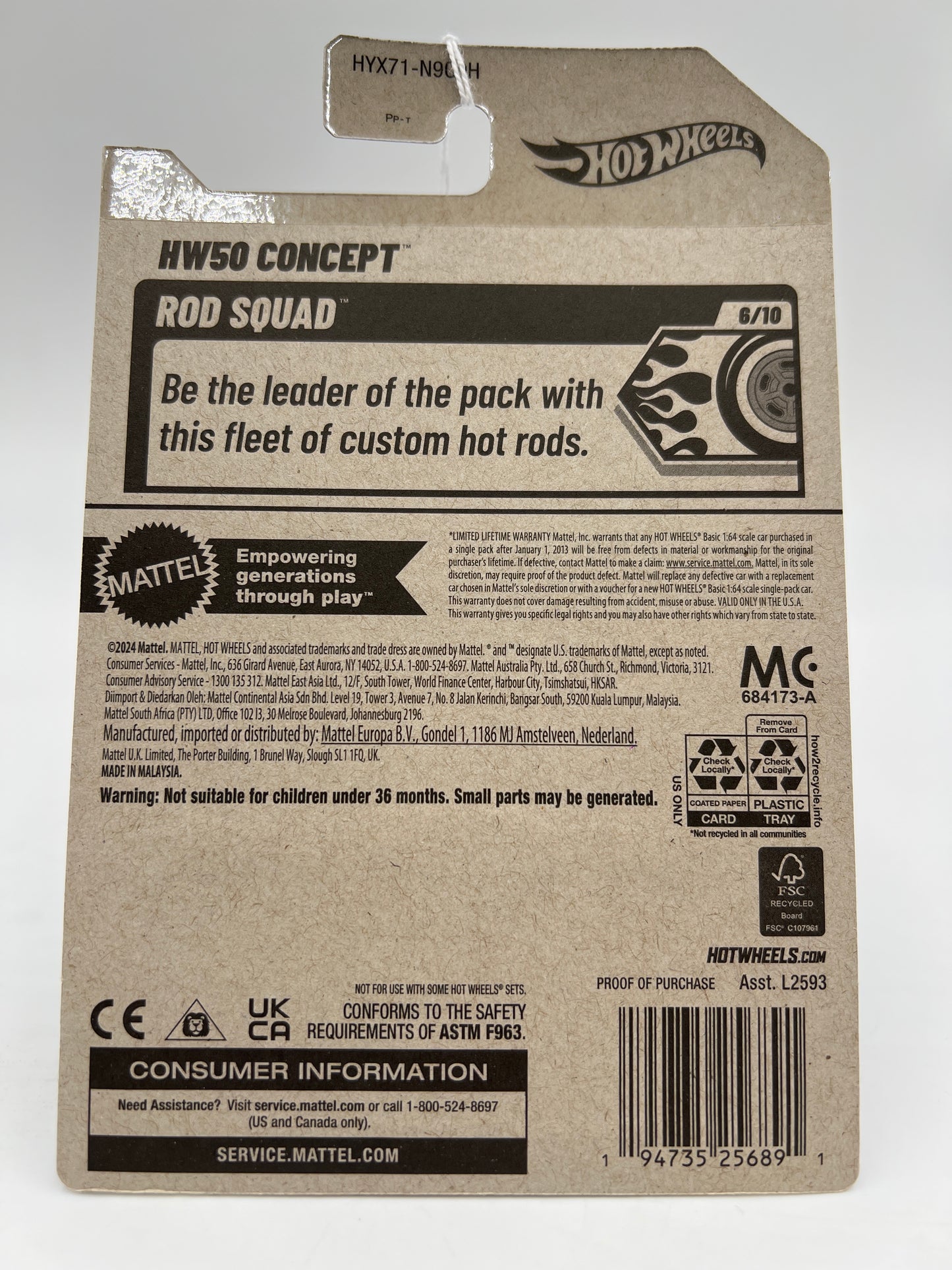 2025 Hot Wheels H Case Rod Squad #70 HW50 Concept Purple UU3