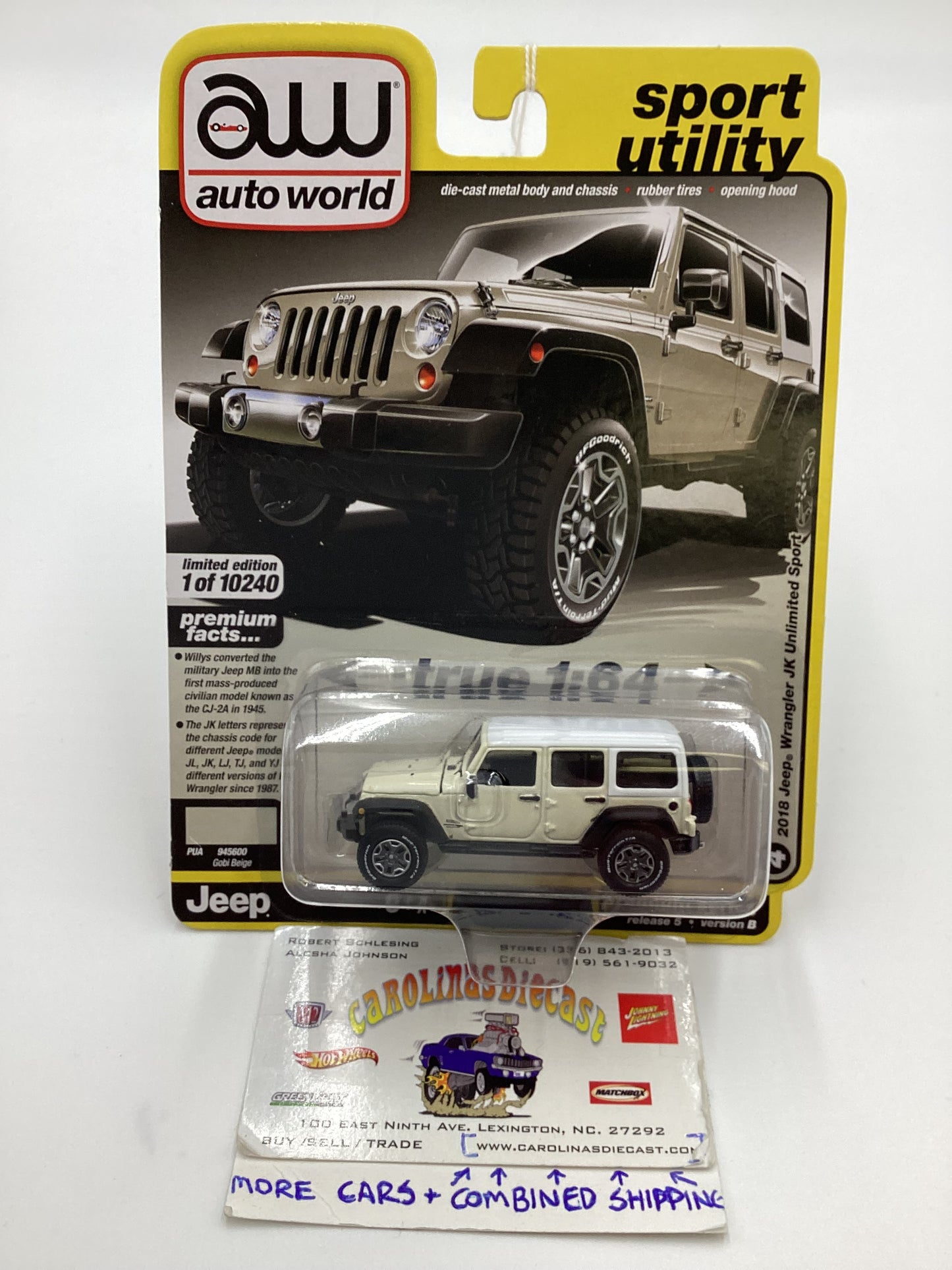 Auto World Sport Utility Release 5 Version B 2018 Jeep Wrangler JK Unlimited Sport Beige 182E