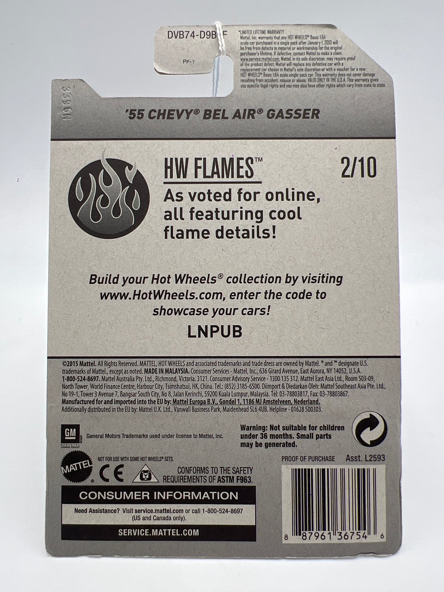 2017 Hot Wheels Flames #109 1955 Chevy Bel Air Gasser Blue 9D