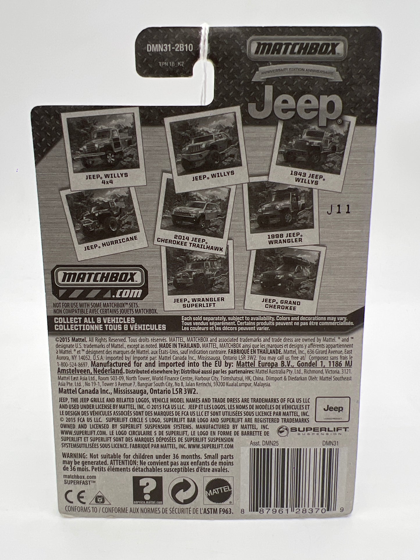 Matchbox Jeep Anniversary Edition Series 1998 Jeep Wrangler Green 160B