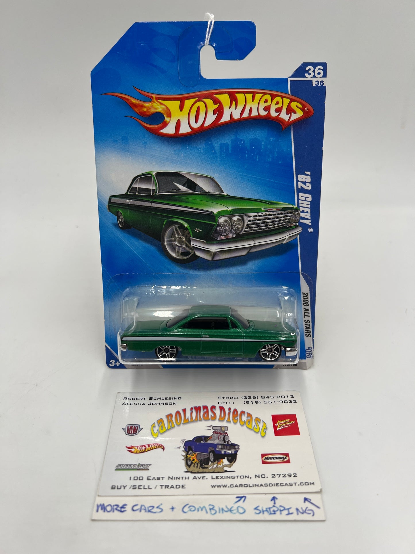 2008 Hot Wheels All Stars #76 62 Chevy Green 18F